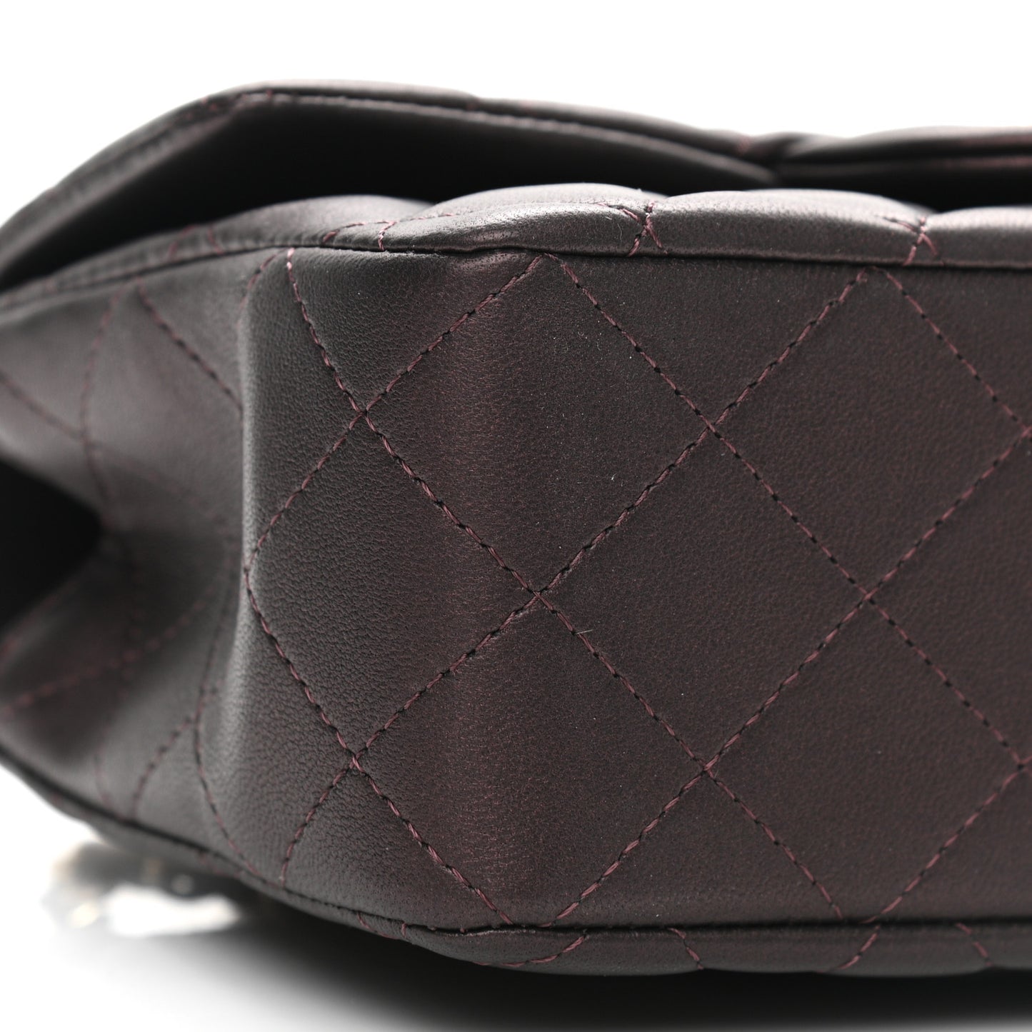 Iridescent Lambskin Quilted Mini Top Handle Rectangular Flap Burgundy