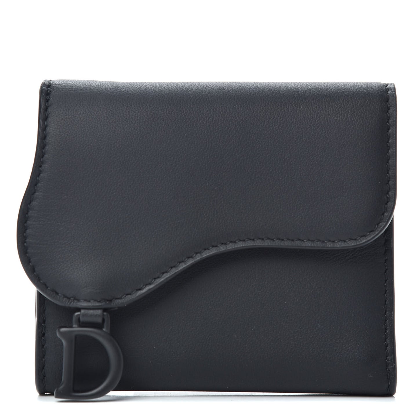 Ultra Matte Calfskin Saddle Lotus Wallet Black