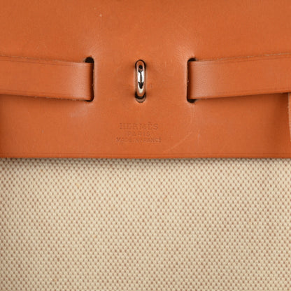 Hermes Toile Vache Calfskin Herbag 30 PM Backpack Natural 12 of 14