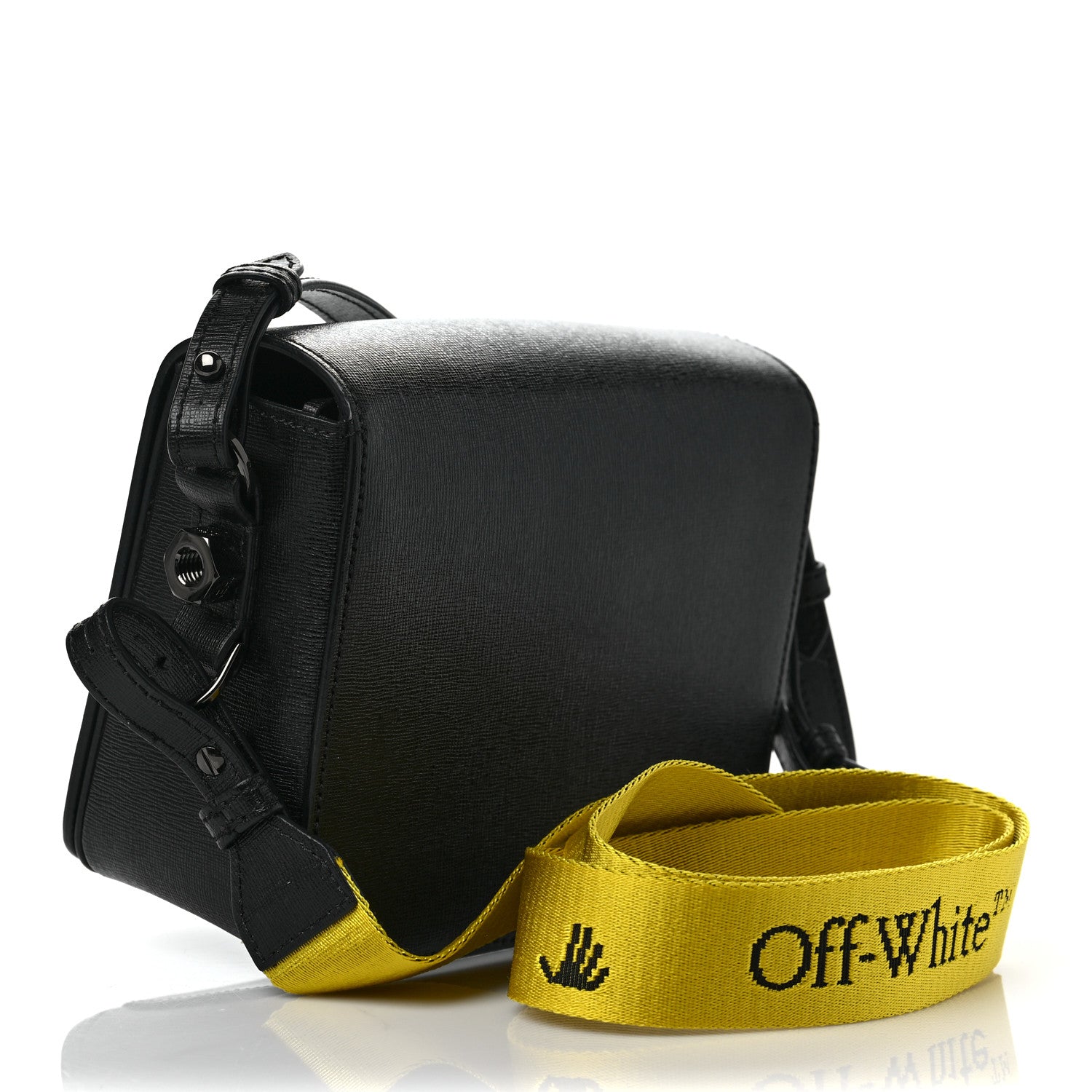 Off-White Calfskin Diag Flap Bag Black White 2 of 9