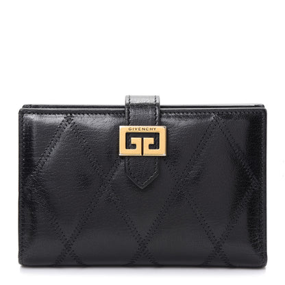 Givenchy Goatskin Diamond Quilted GV3 Medium Wallet Black 1 of 9