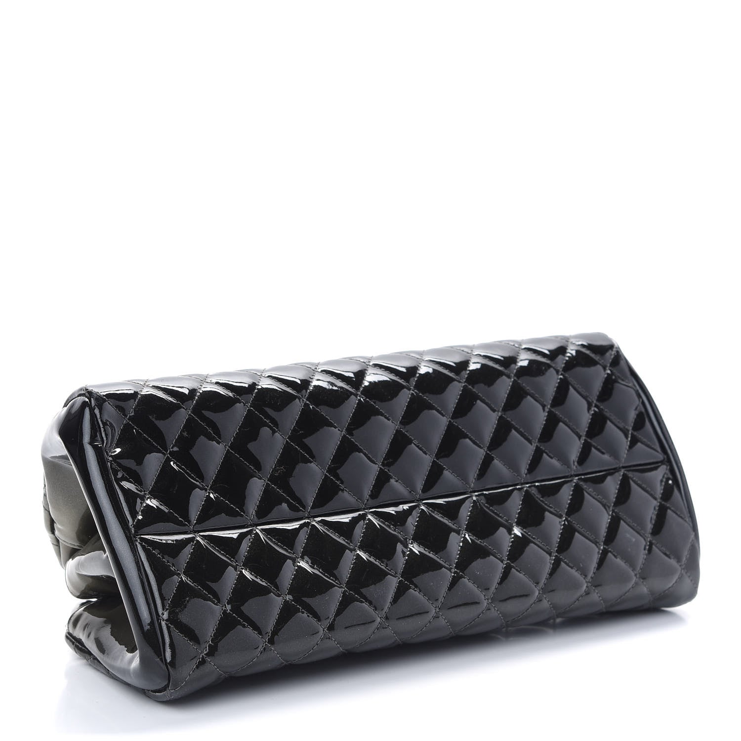 Chanel Metallic Patent Quilted Medium Just Mademoiselle Bowling Bag Green Degrade 4 of 9