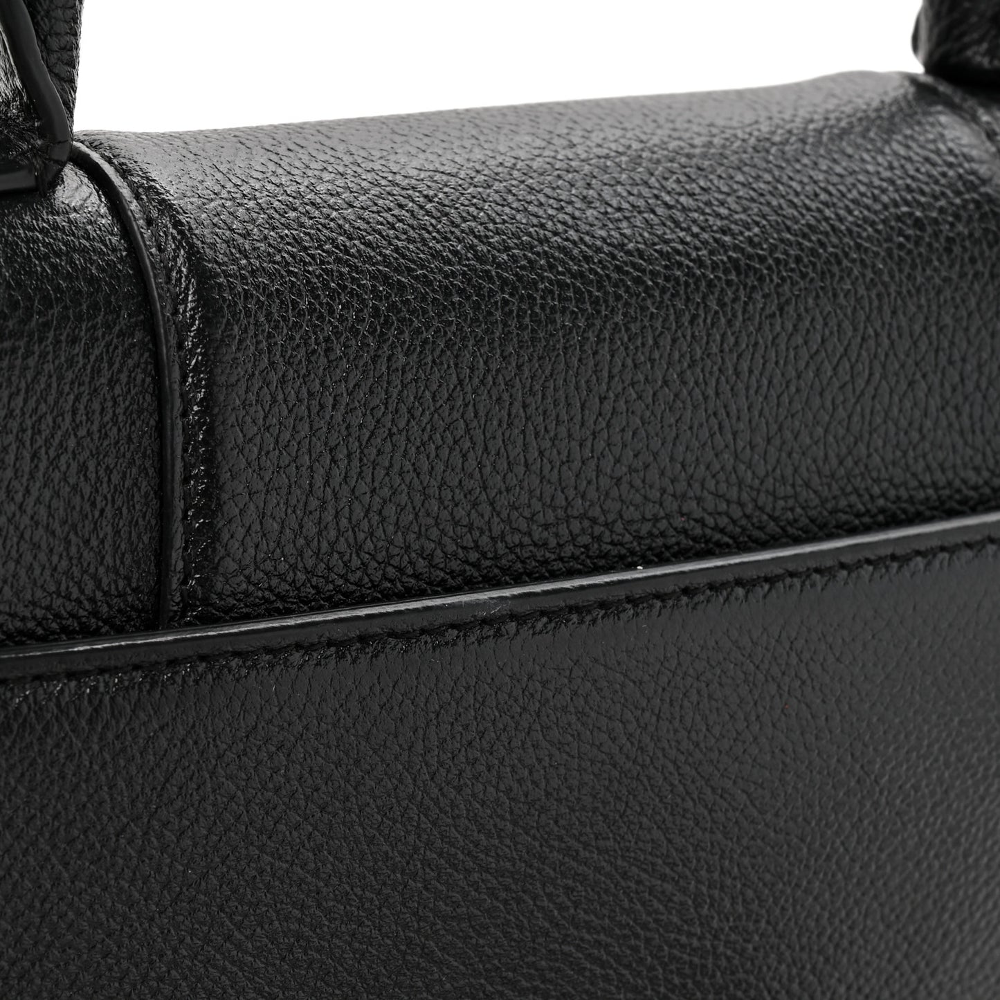 Grained Calfskin Small Hourglass Top Handle Bag Black