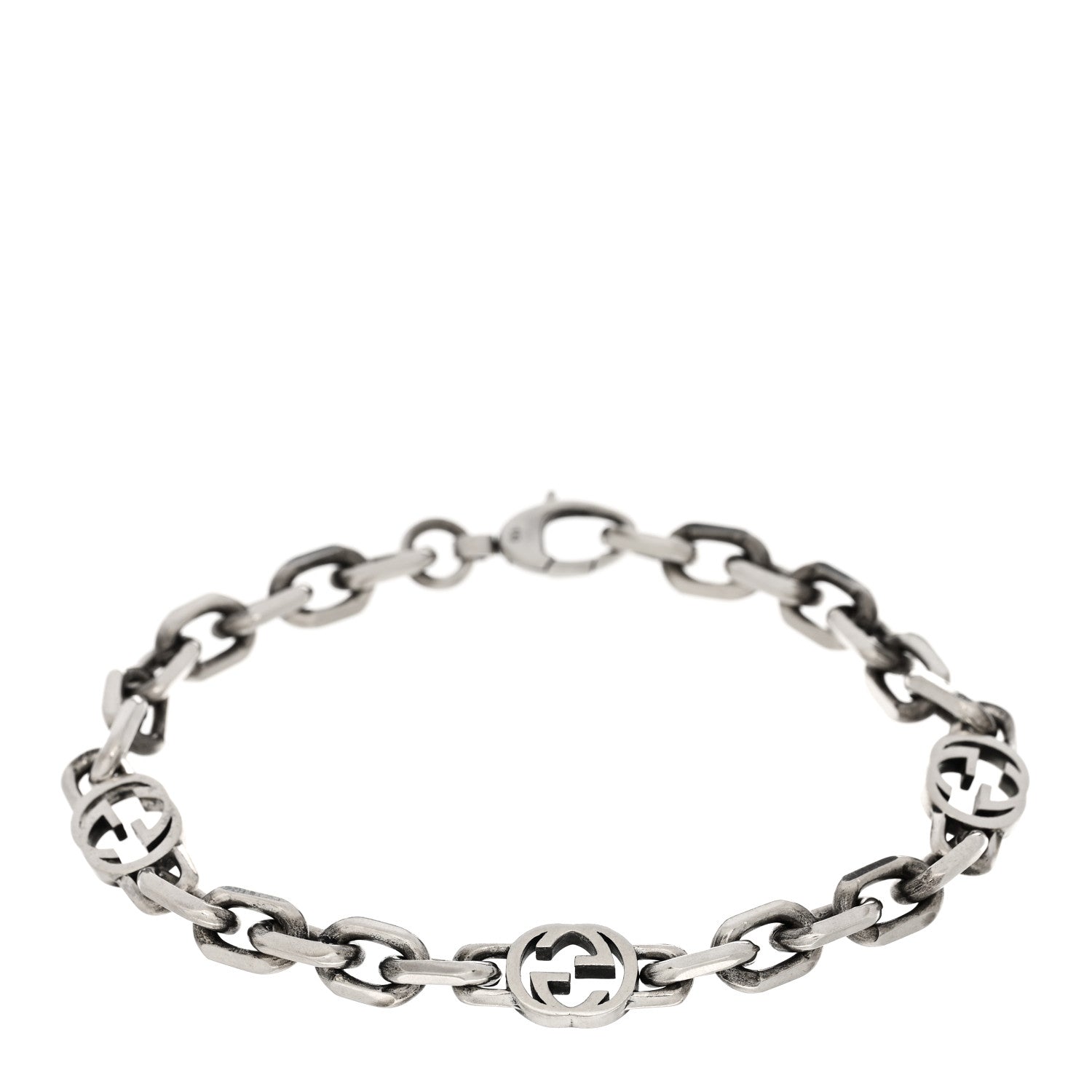 Gucci Sterling Silver Narrow Interlocking G Link Bracelet 1 of 3