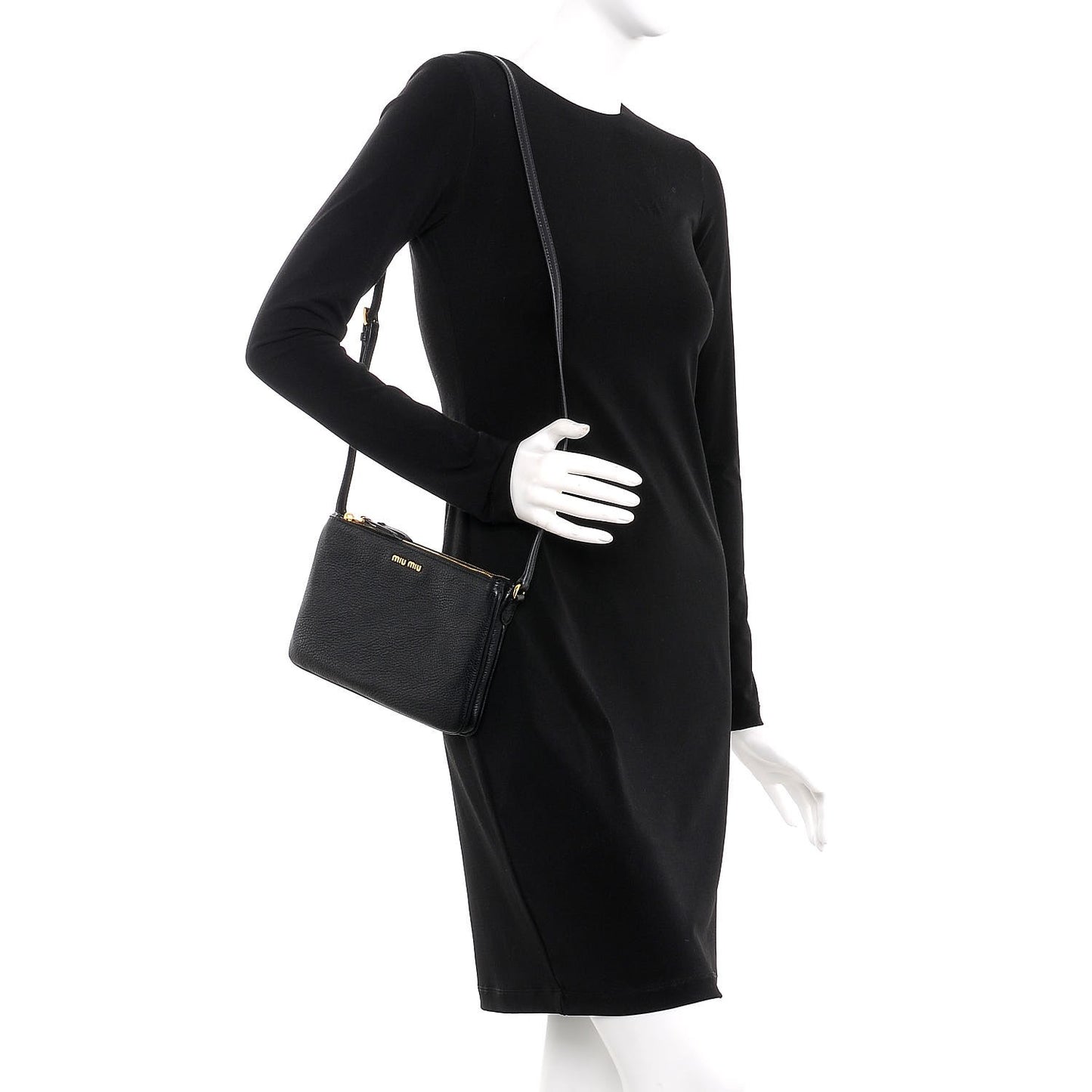 Goatskin Bandoliera Madras Double Zip Crossbody Bag Nero Black