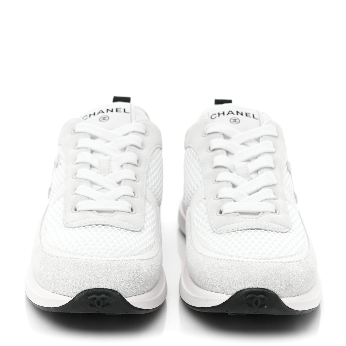 Calfskin Mesh Lycra Suede Womens Logo Sneakers 39 White