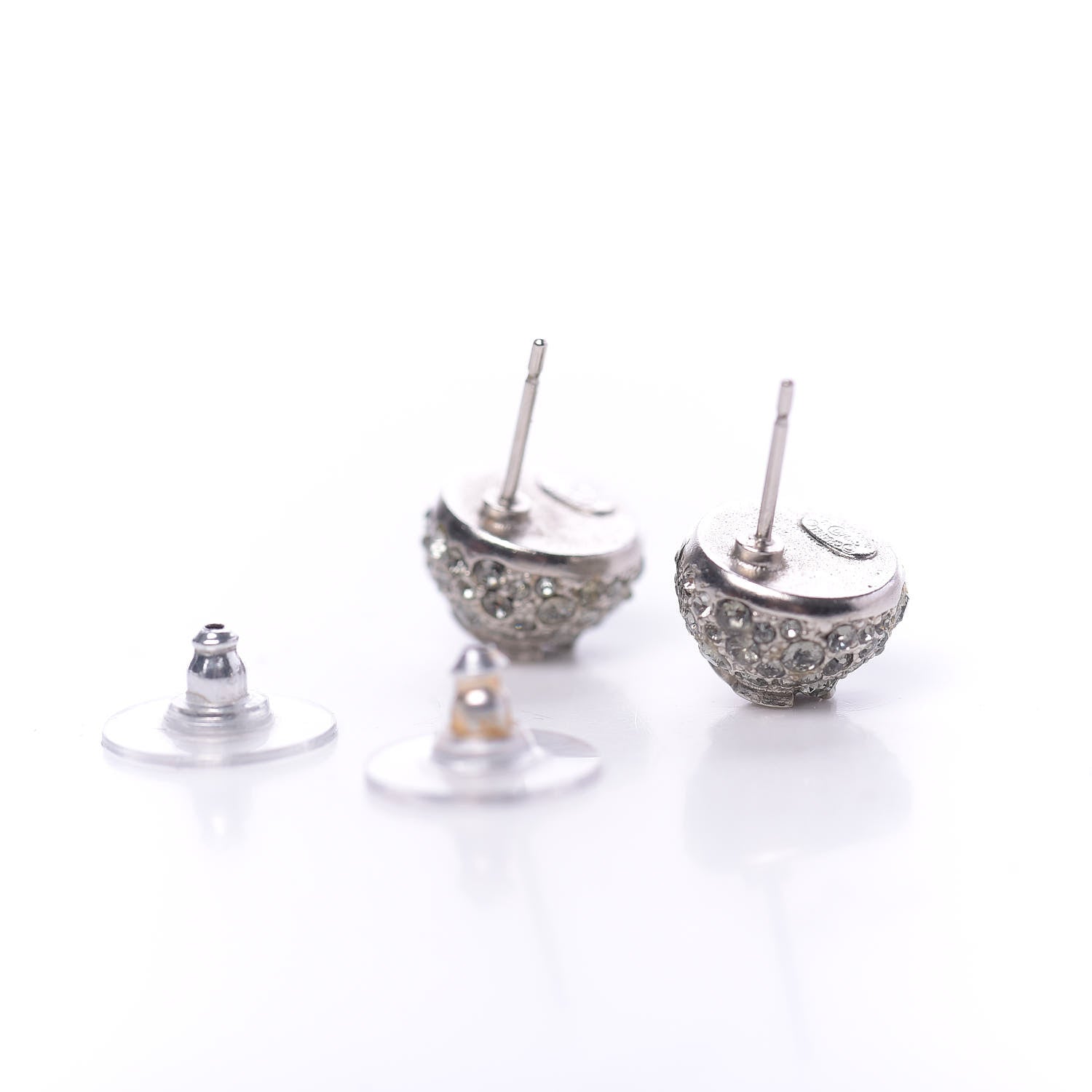 Chanel Crystal CC Earrings Silver 3 of 5