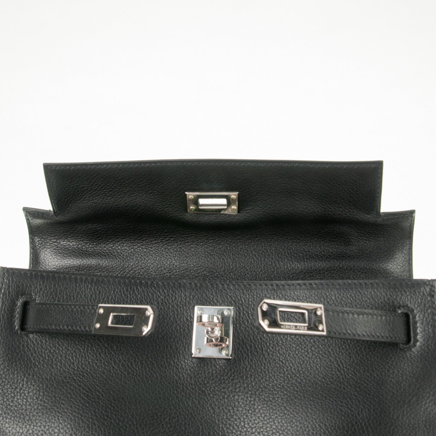 Hermes Evergrain Kelly Pochette Clutch Black 16 of 18