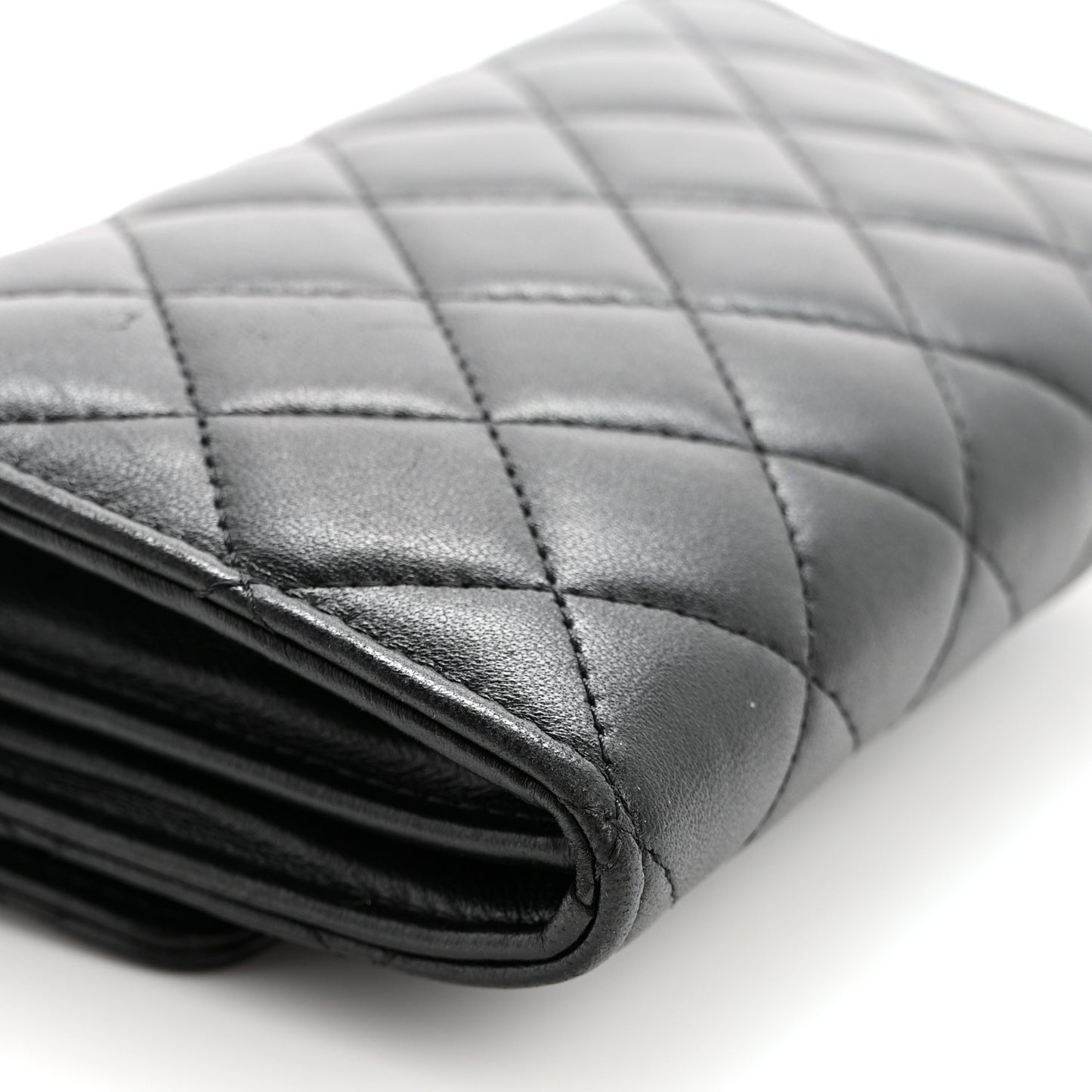 Lambskin Quilted Pearl My Shoulder Mini French Wallet On Chain WOC Black