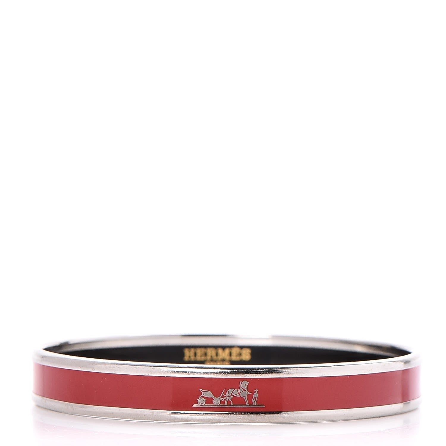 Hermes Enamel Narrow Caleche Bracelet 65 Red 1 of 5