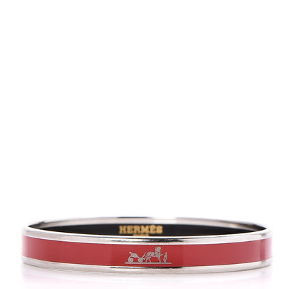 Hermes Enamel Narrow Caleche Bracelet 65 Red 1 of 5
