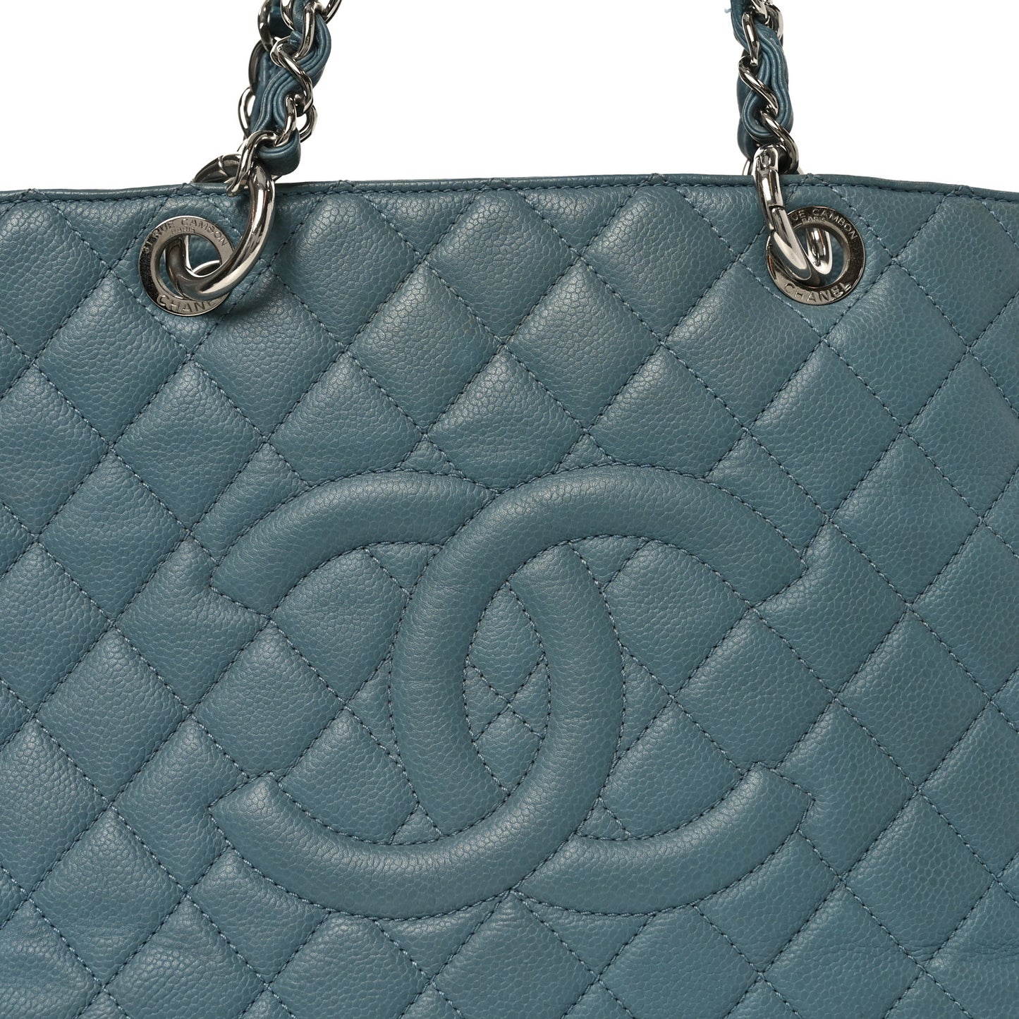 Caviar Quilted Grand Shopping Tote GST Blue