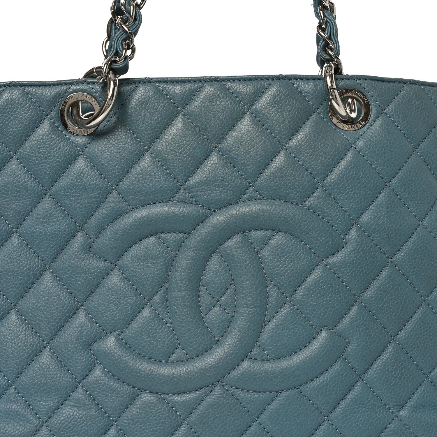 Chanel Caviar Quilted Grand Shopping Tote GST Blue 8 of 14