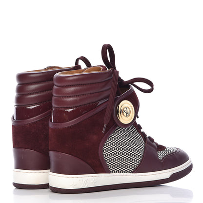 Louis Vuitton Calfskin Suede Postmark Wedge Sneakers 37.5 Bordeaux 3 of 14