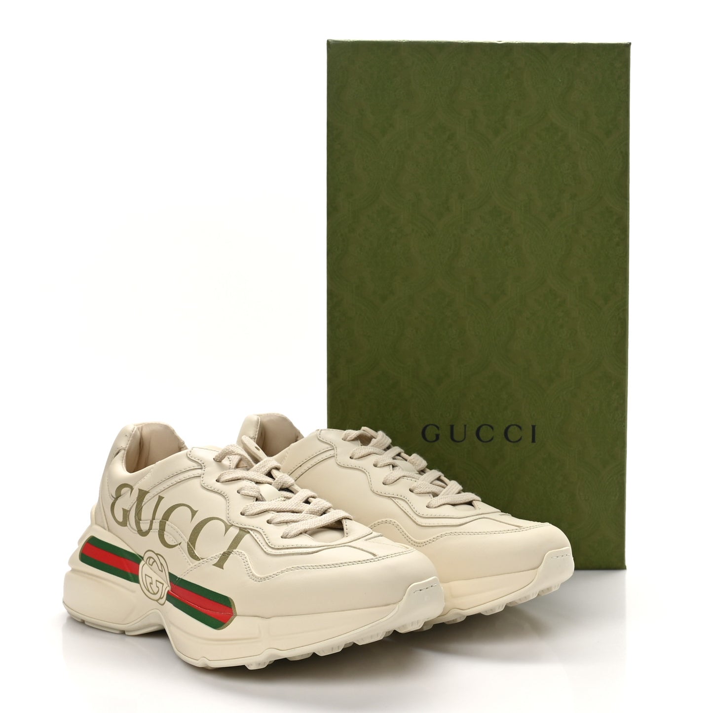 Calfskin Logo Womens Rhyton Sneakers 38.5 Ivory