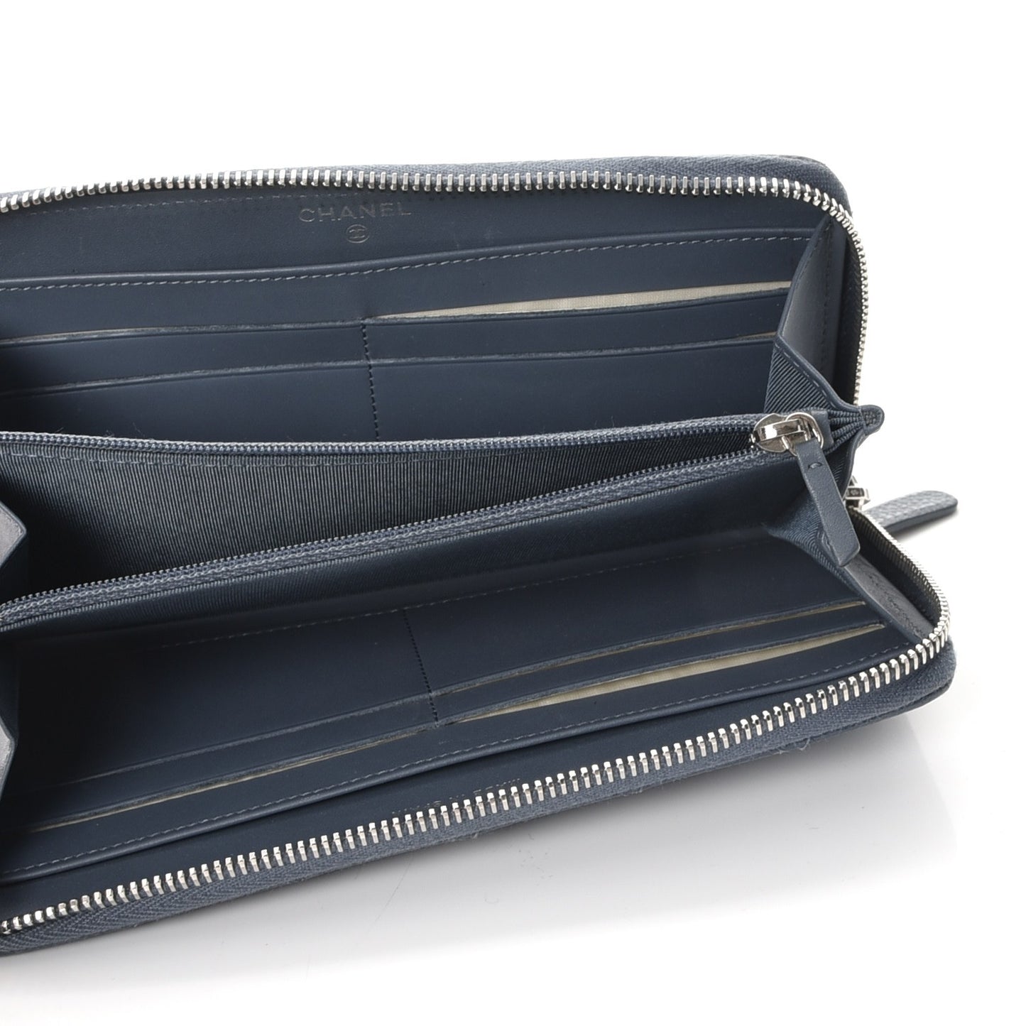 Caviar Quilted Large Gusset Zip Around Wallet Blue