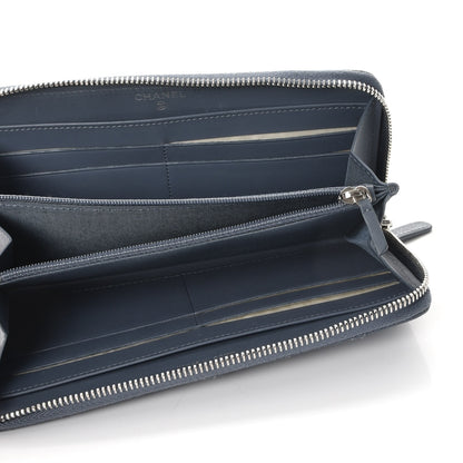 Chanel Caviar Quilted Large Gusset Zip Around Wallet Blue 5 of 10