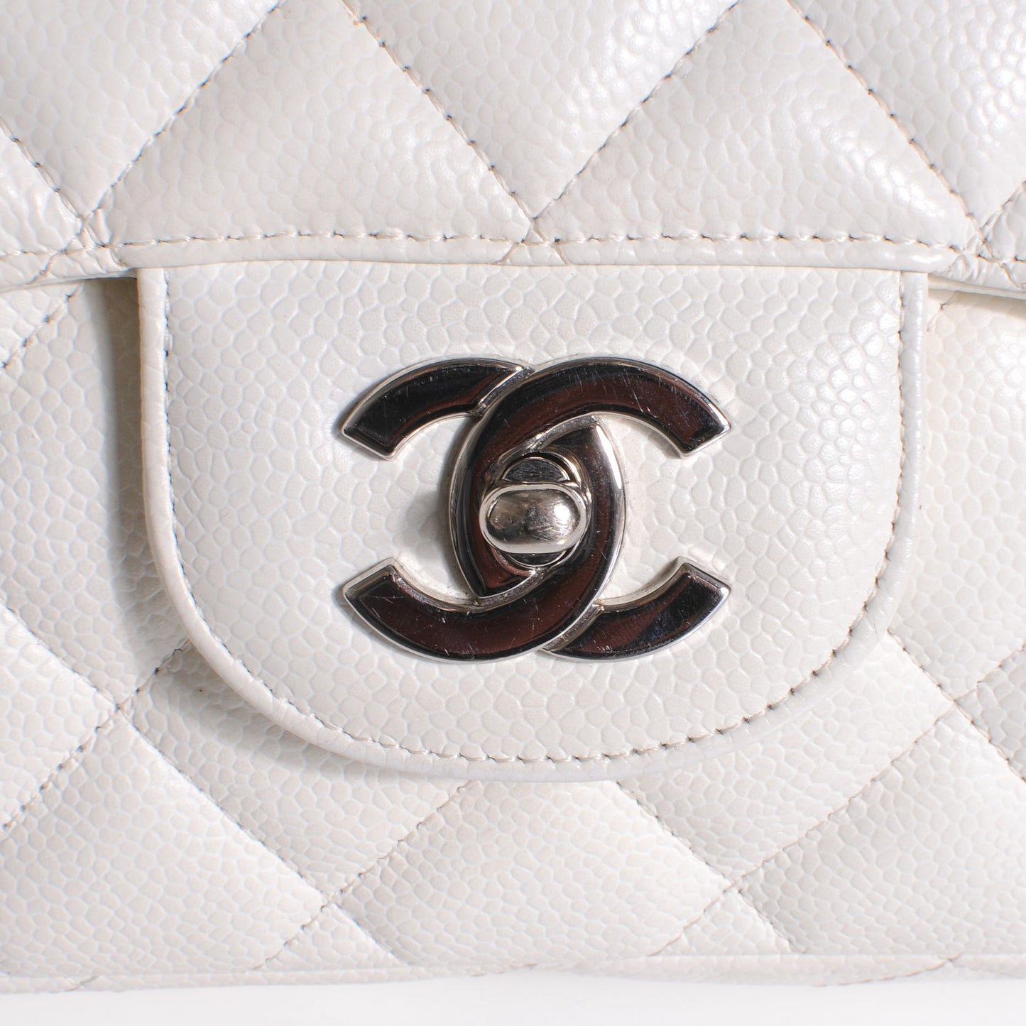 Caviar Jumbo Single Flap White