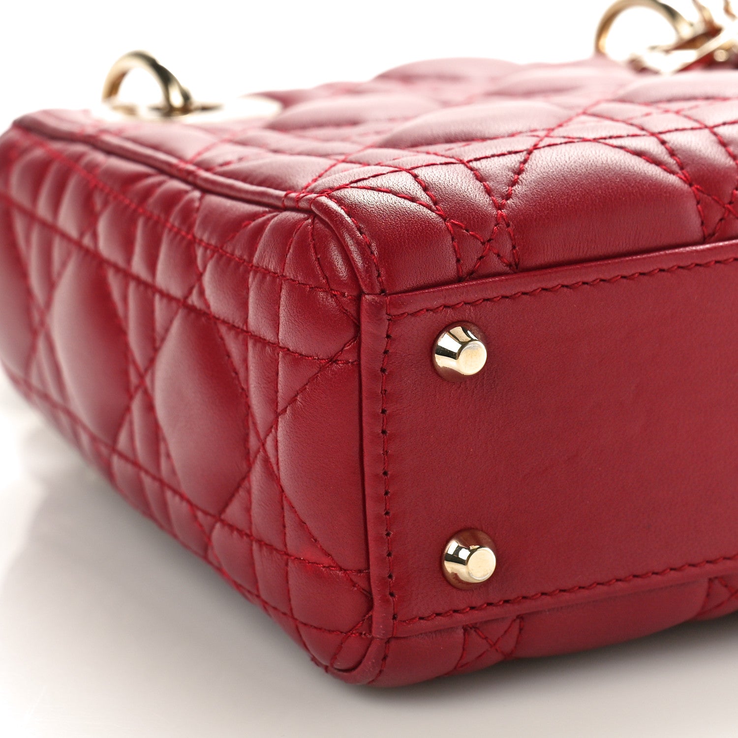 Christian Dior Lambskin Cannage Mini Lady Dior Red 7 of 9