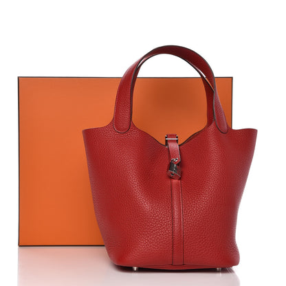 Hermes Taurillon Clemence Picotin Lock 22 MM Rouge Casaque 9 of 9