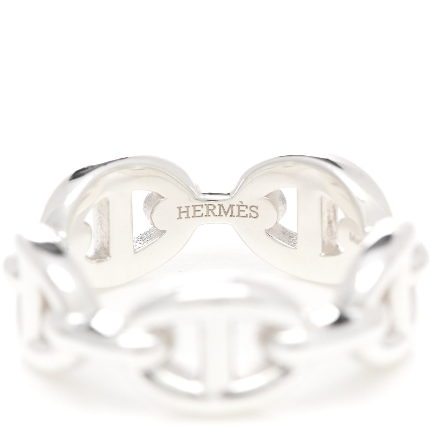 Hermes Sterling Silver PM Chaine d'Ancre Enchainee Band Ring 54 6.75 4 of 7