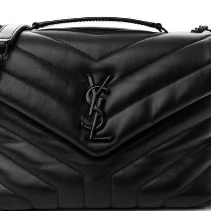 Saint Laurent Calfskin Y Quilted Monogram Monochrome Small Loulou Chain Satchel Black 7 of 9
