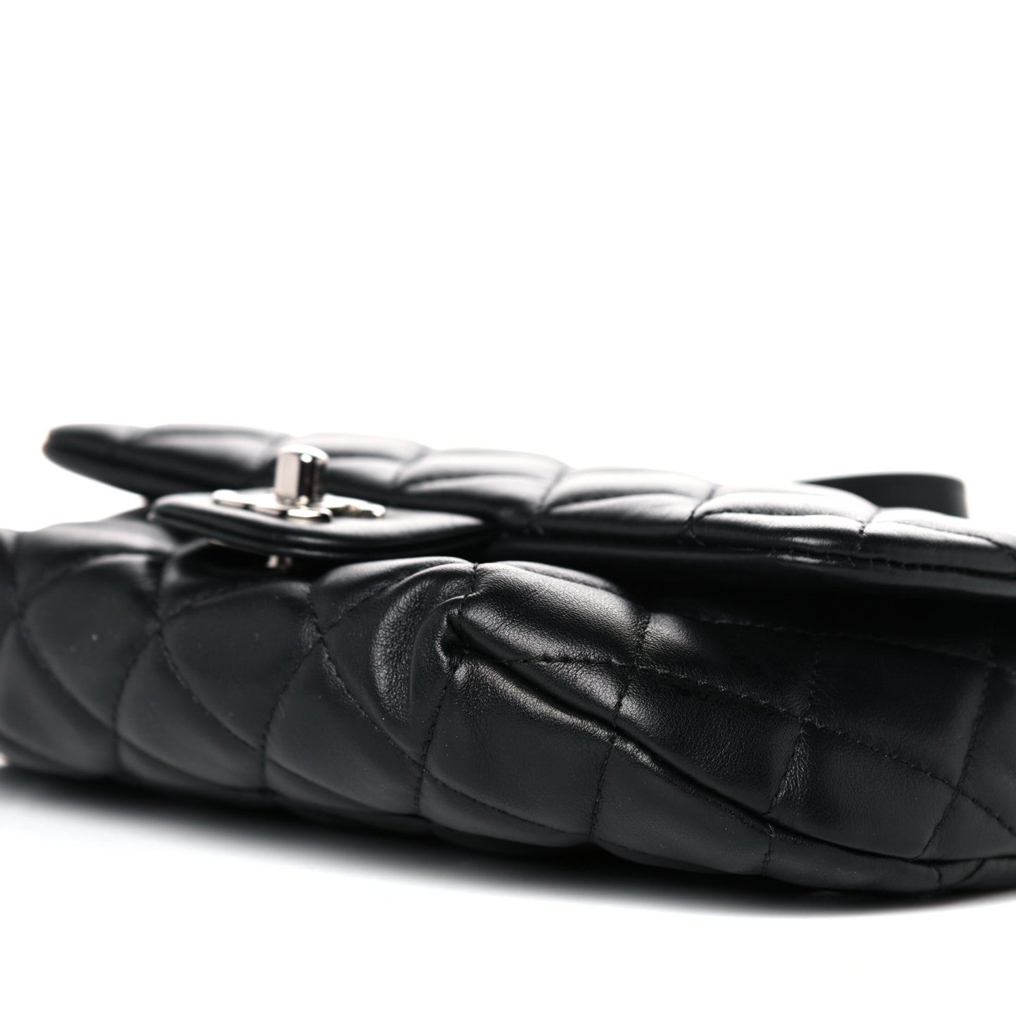 Calfskin Quilted CC Uniform Flap Belt Bag Black