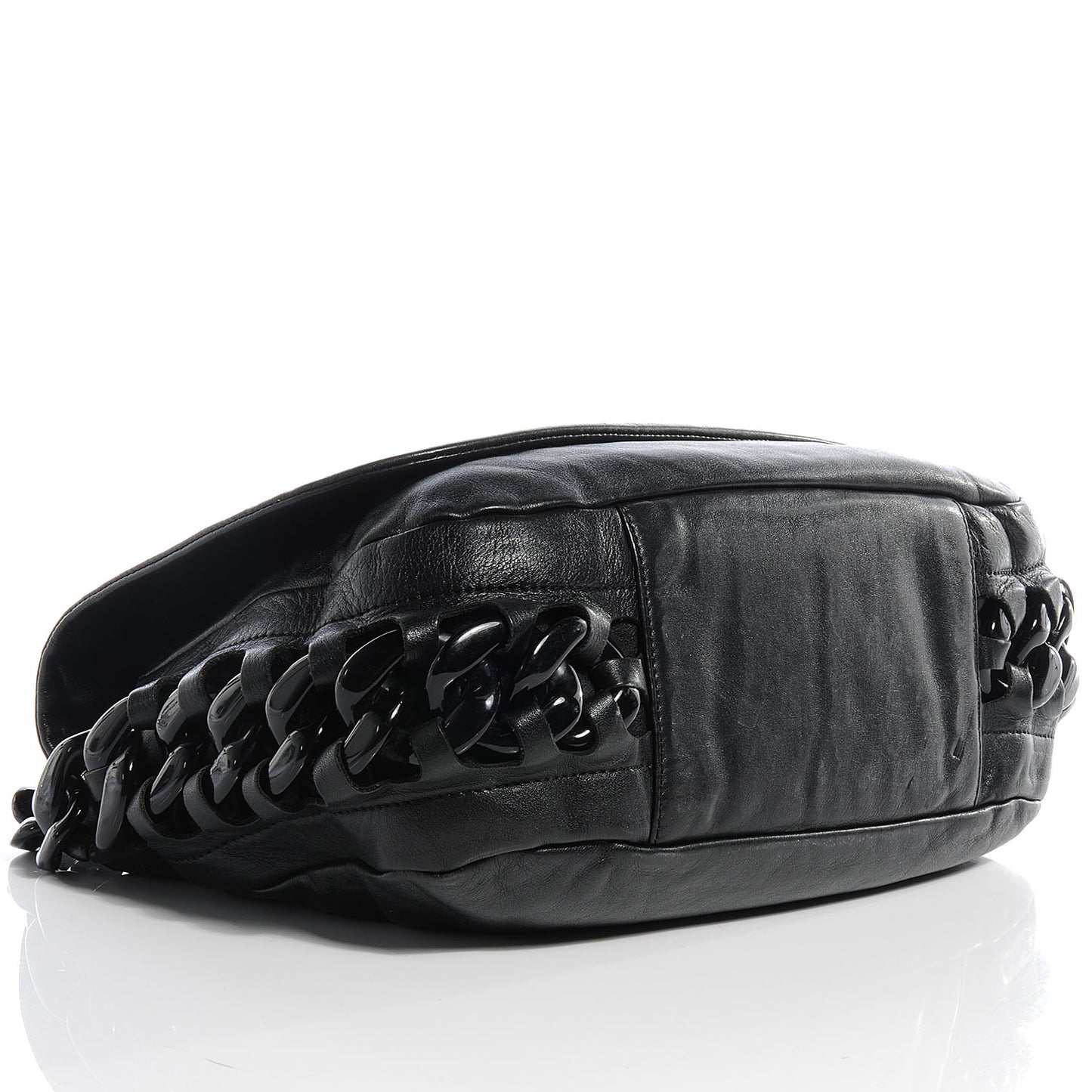 Leather Modern Chain Flap Black