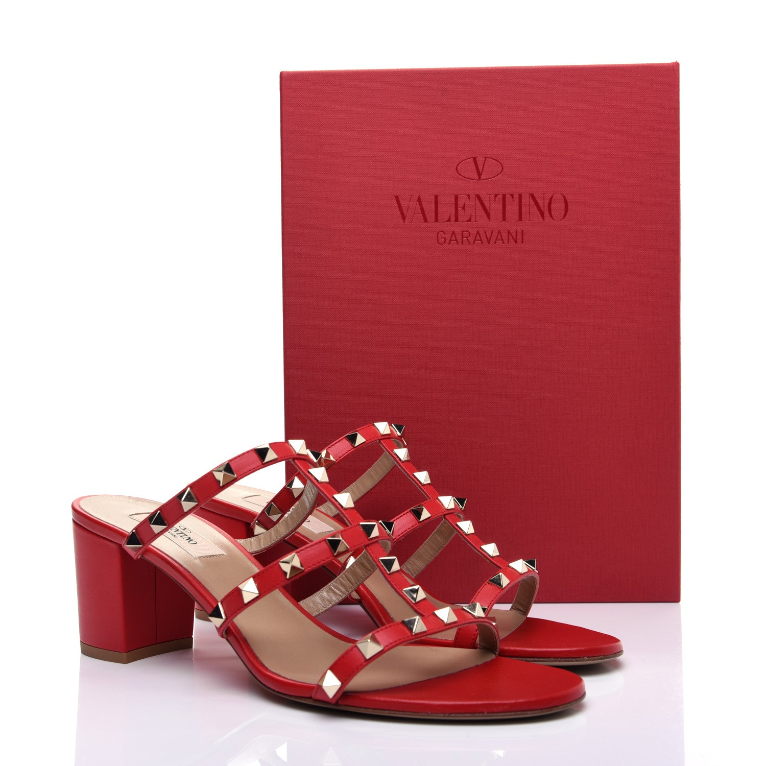 Valentino Garavani Calfskin Rockstud 60mm Caged Slide Sandals 41 Rosso Valentino 13 of 13