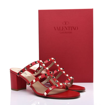 Valentino Garavani Calfskin Rockstud 60mm Caged Slide Sandals 41 Rosso Valentino 13 of 13