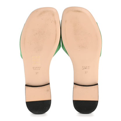 Gucci Moire Fabric Crystal Square G Madelyn Slide Sandals 37 New Shamarock 6 of 11