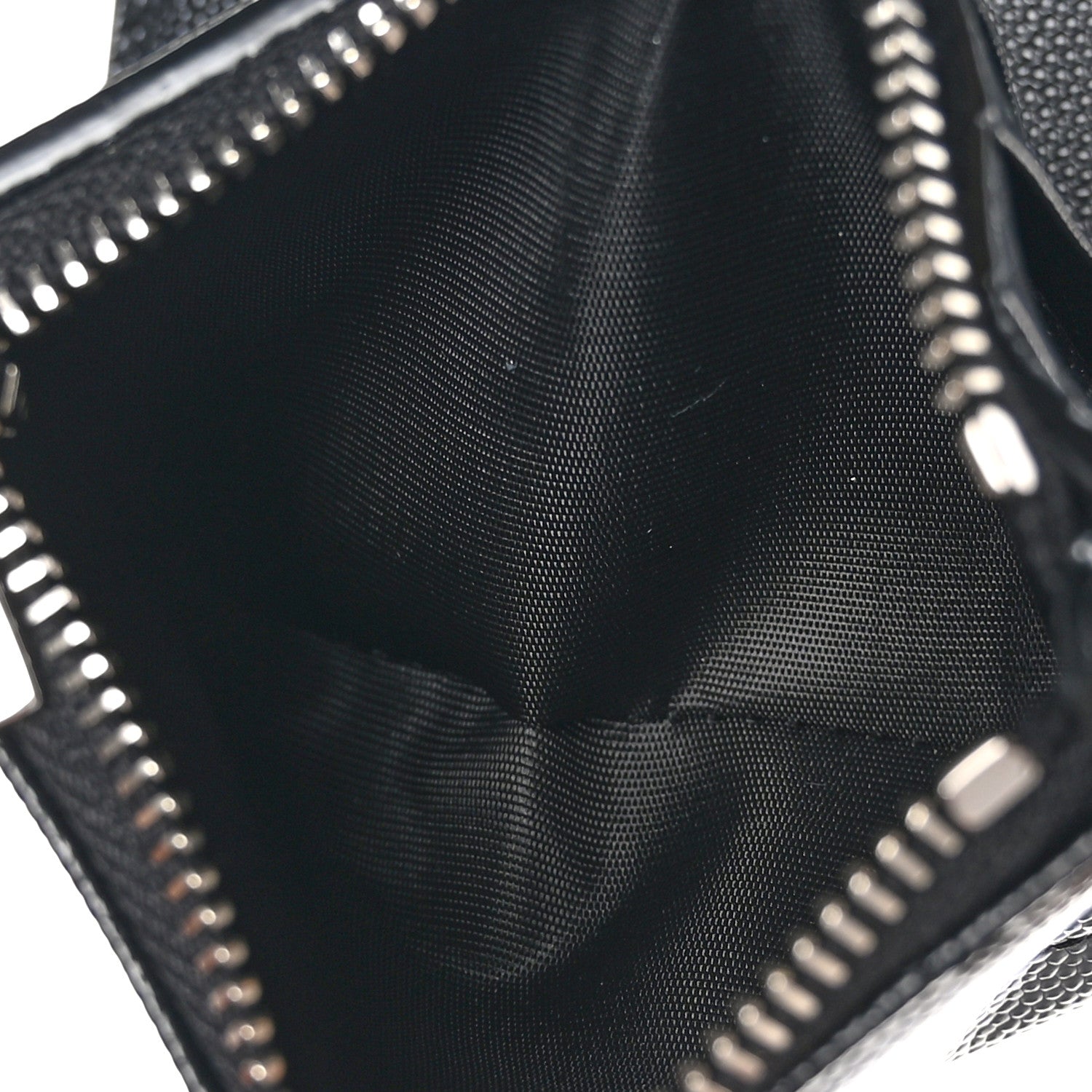 Saint Laurent Grain De Poudre Matelasse Chevron Cassandre Fragments Zippered Bi-Fold Wallet Black 6 of 8