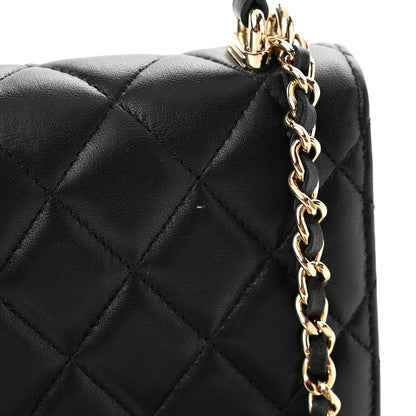 Chanel Lambskin Quilted Top Handle Flap Clutch With Chain Black 12 of 13