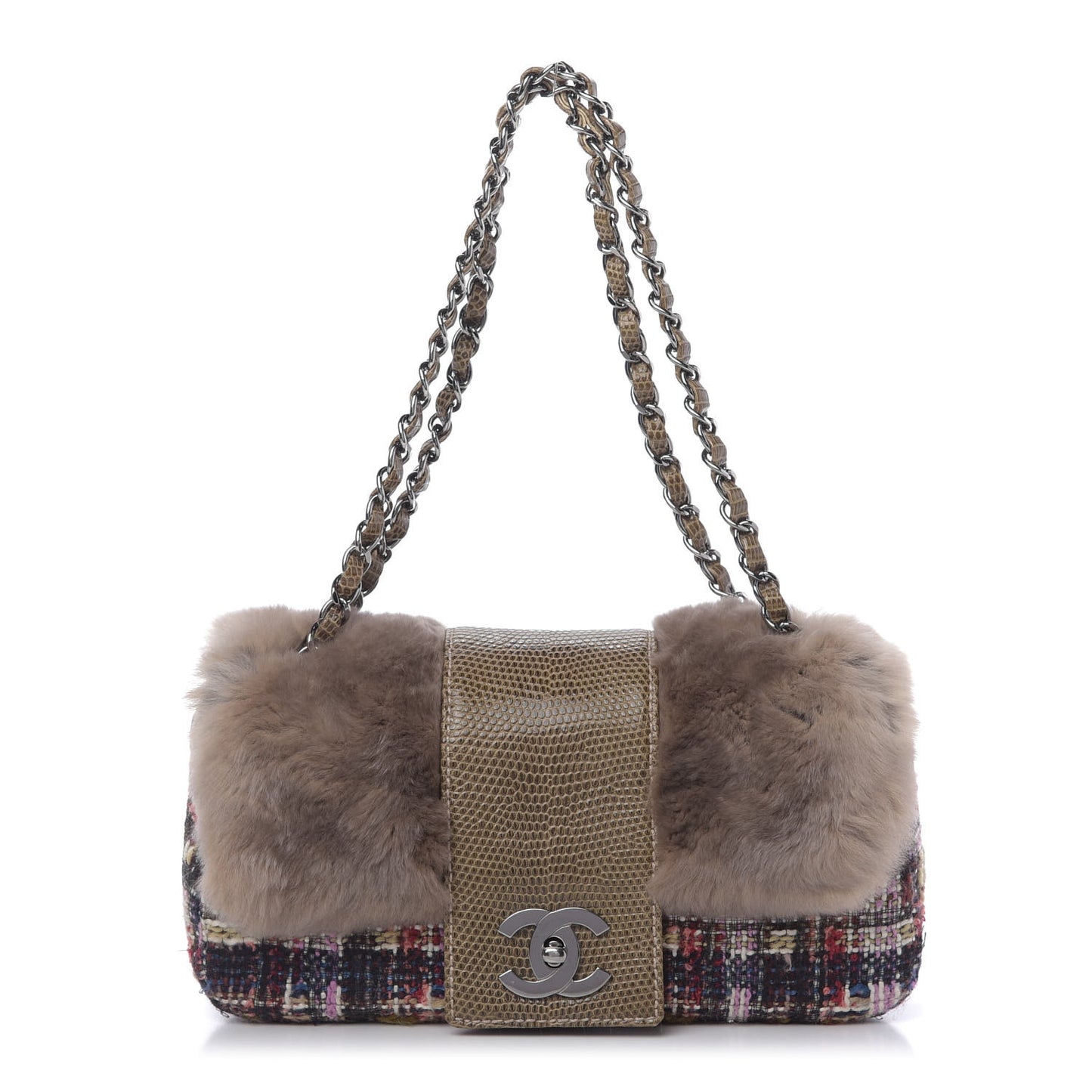Rabbit Fur Tweed Lizard Small Fantasy Flap Multicolor