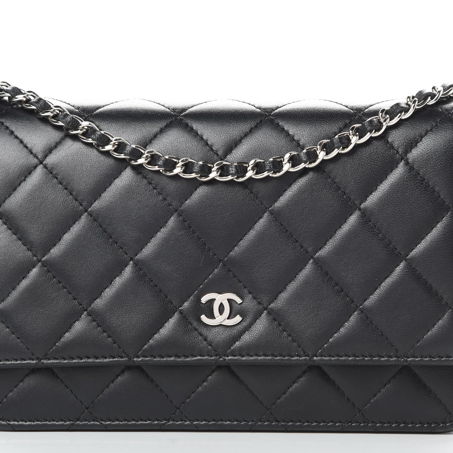 Chanel Lambskin Quilted Wallet On Chain WOC Black 9 of 15