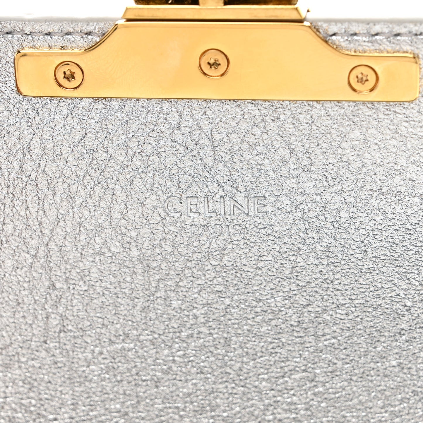 Laminated Calfskin Triomphe Embossed Claude Chain Shoulder Bag Silver