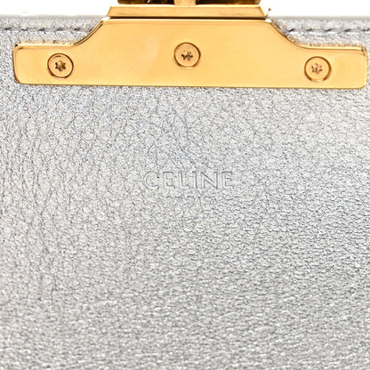 Celine Laminated Calfskin Triomphe Embossed Claude Chain Shoulder Bag Silver 6 of 12
