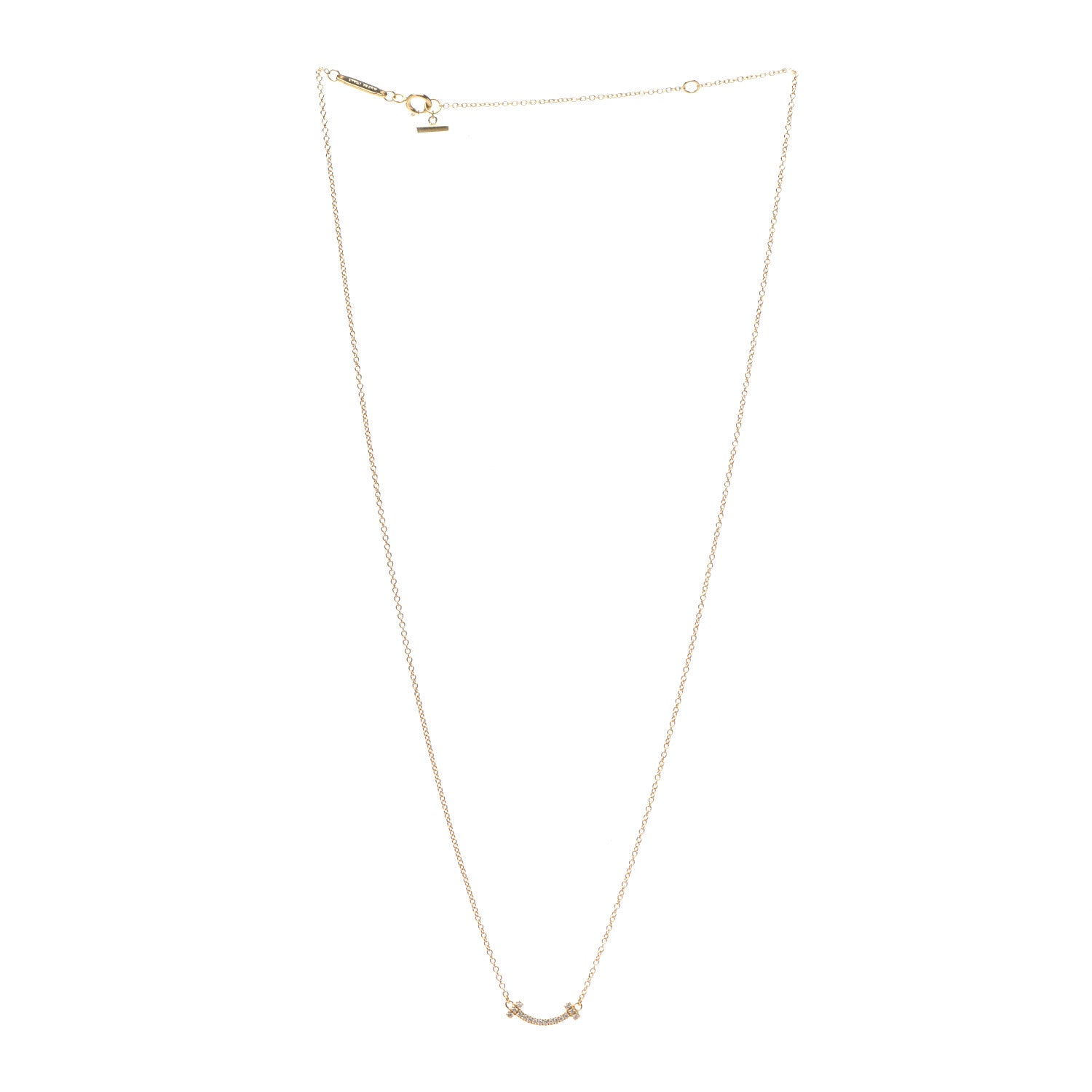 Tiffany 18K Yellow Gold Diamond Mini T Smile Pendant Necklace 3 of 6