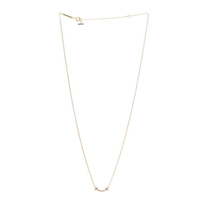 Tiffany 18K Yellow Gold Diamond Mini T Smile Pendant Necklace 3 of 6