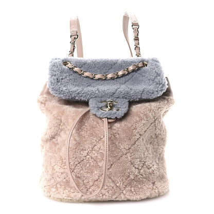 Chanel Shearling Sheepskin Small Urban Spirit Backpack Gray Pink Beige 8 of 10