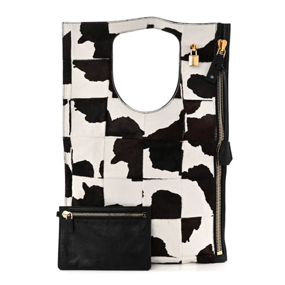 Tom Ford Calf Hair Large Alix Padlock Zip Shoulder Bag Brown White 2 of 9