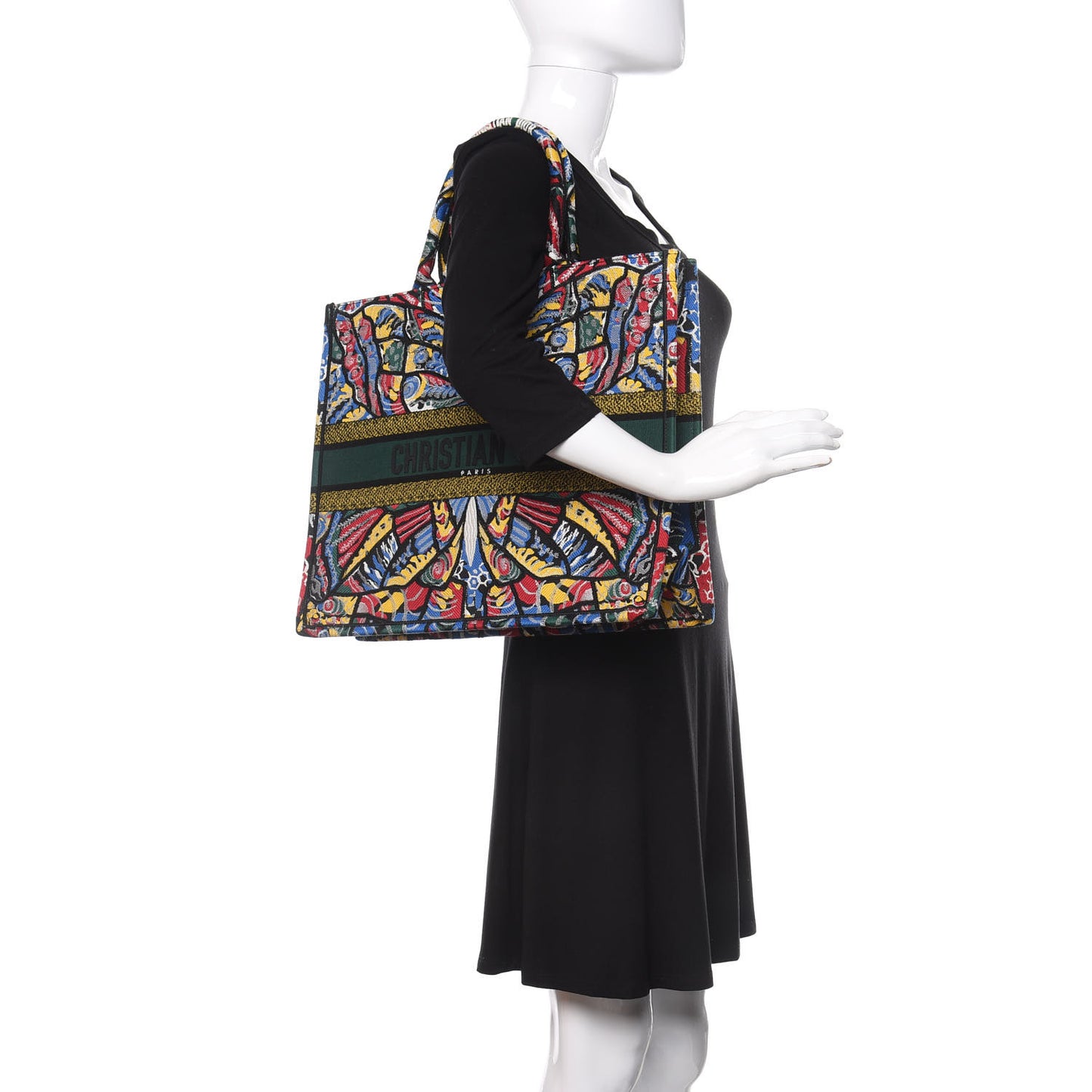 Canvas Embroidered Butterfly Book Tote Black Multicolor