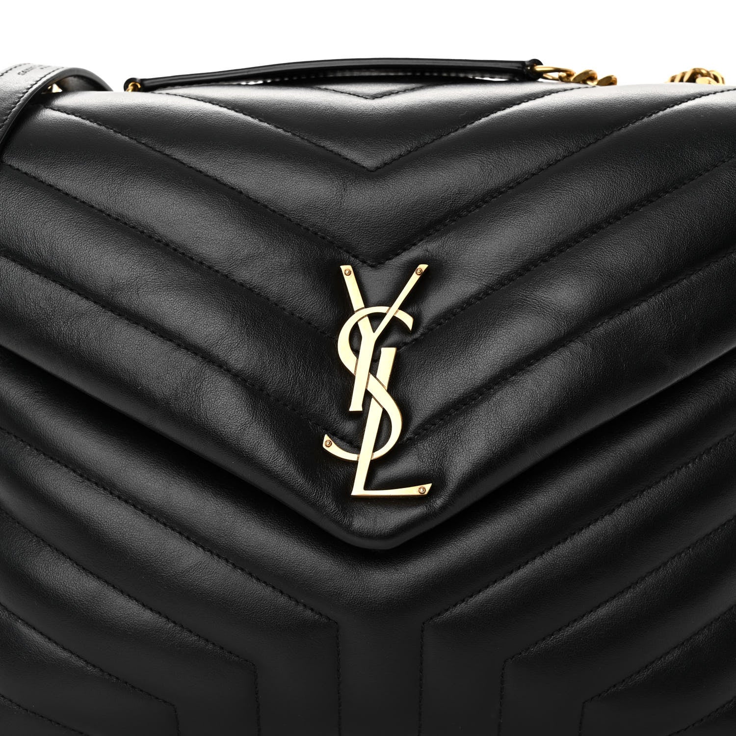 Saint Laurent Calfskin Y Quilted Monogram Medium Loulou Chain Satchel Black 7 of 9
