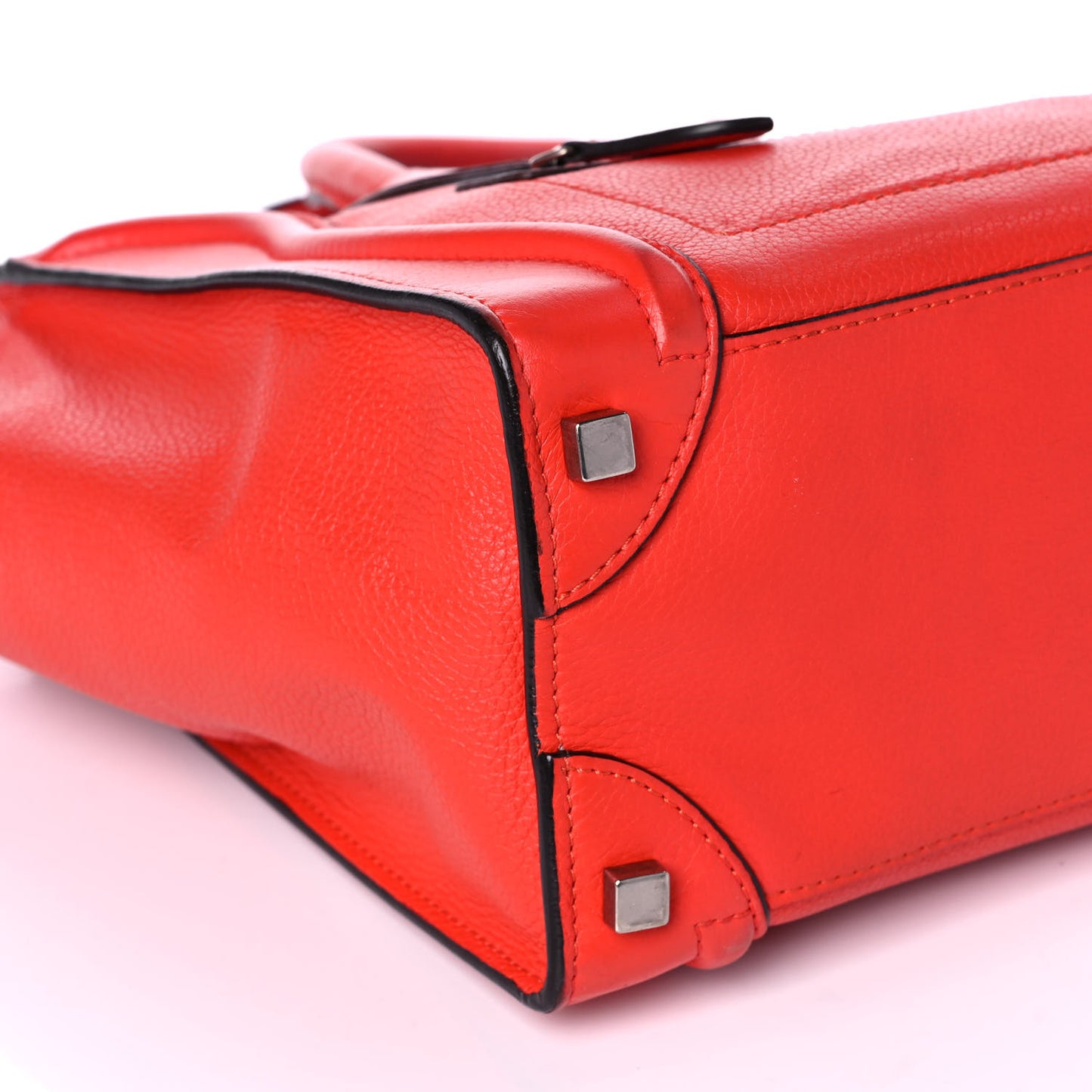 Drummed Calfskin Micro Luggage Coquelicot