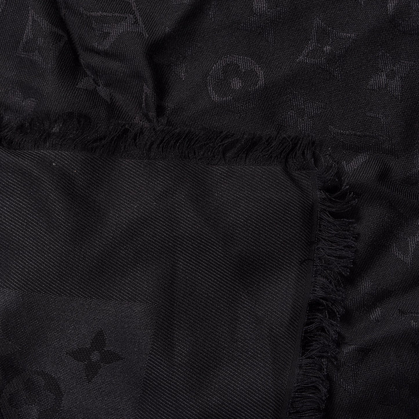 Silk Wool Monogram Shawl Black