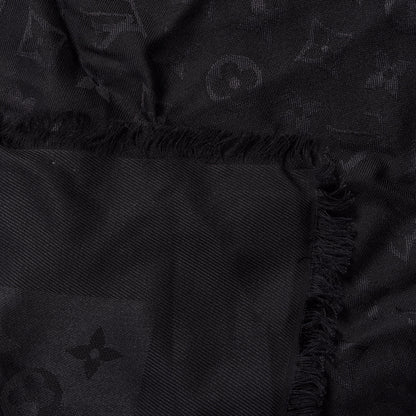 Louis Vuitton Silk Wool Monogram Shawl Black 3 of 3