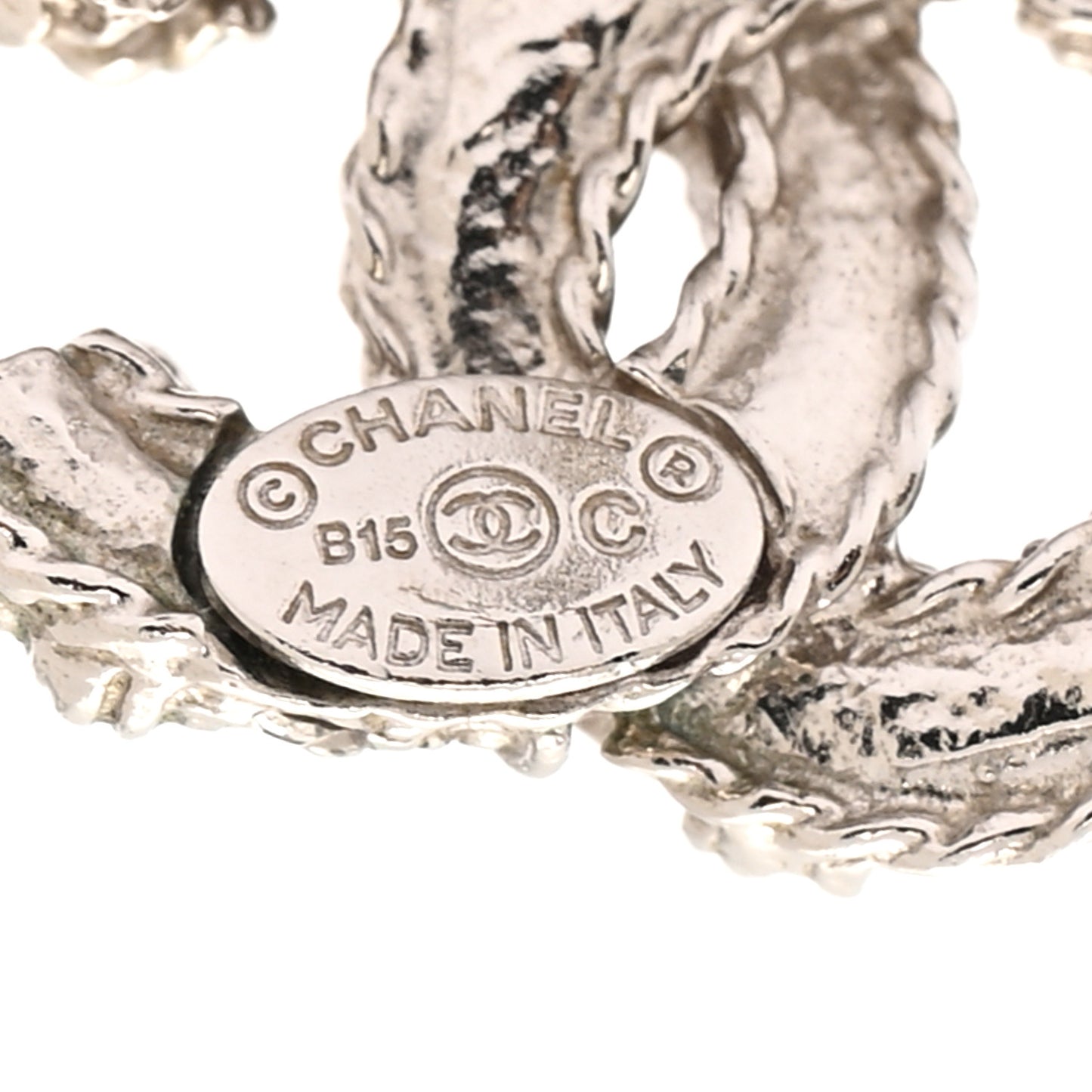 Metal Crystal Mini Twist CC Earrings Silver