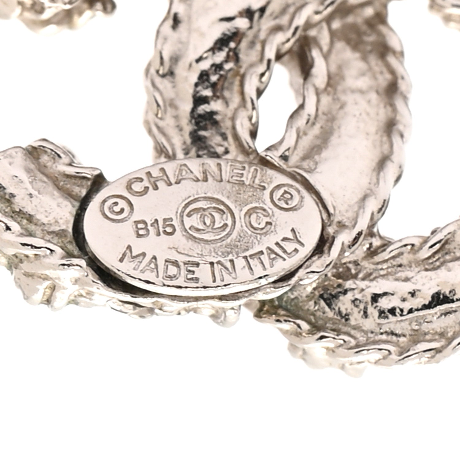 Chanel Metal Crystal Mini Twist CC Earrings Silver 4 of 5