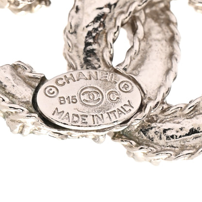 Chanel Metal Crystal Mini Twist CC Earrings Silver 4 of 5