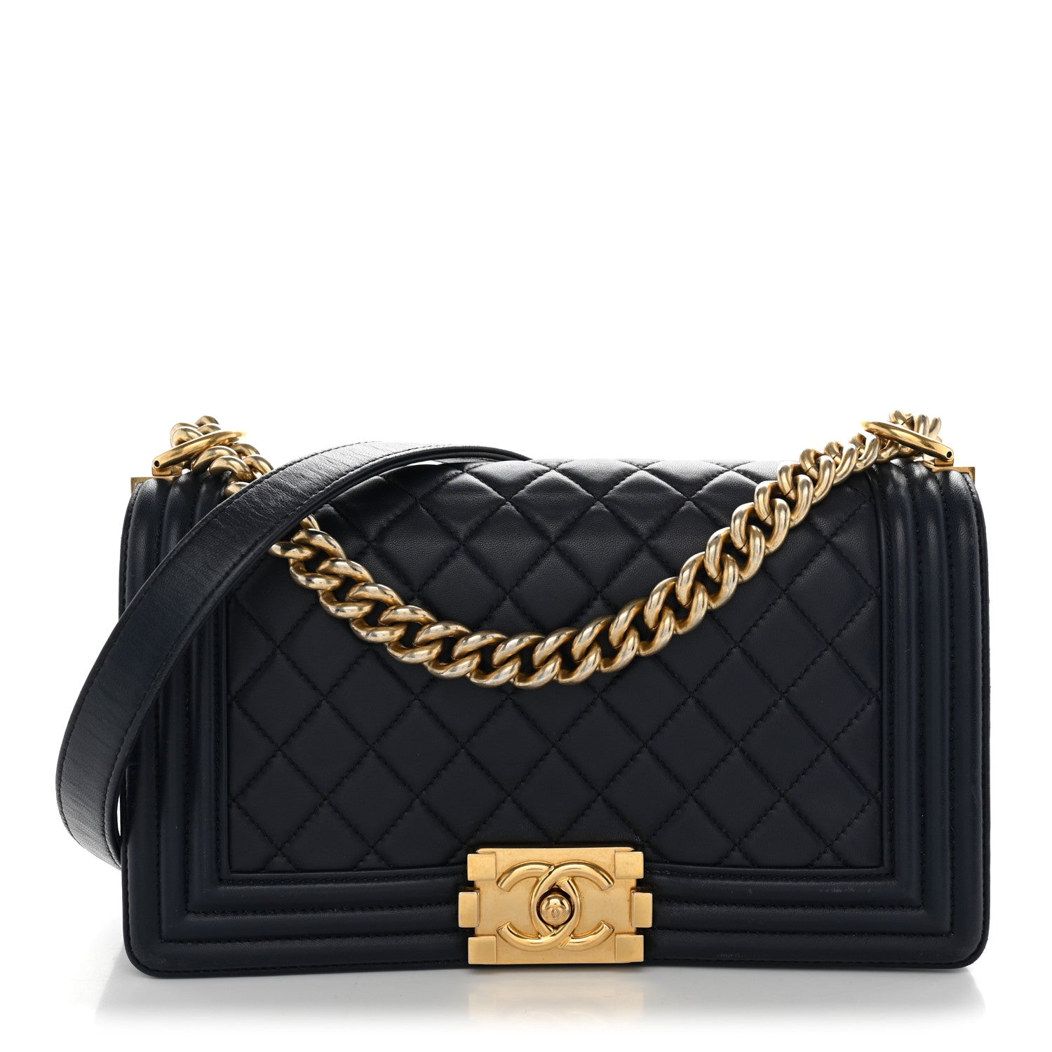 Chanel Lambskin Quilted Medium Boy Flap Dark Dark Navy 1 of 12